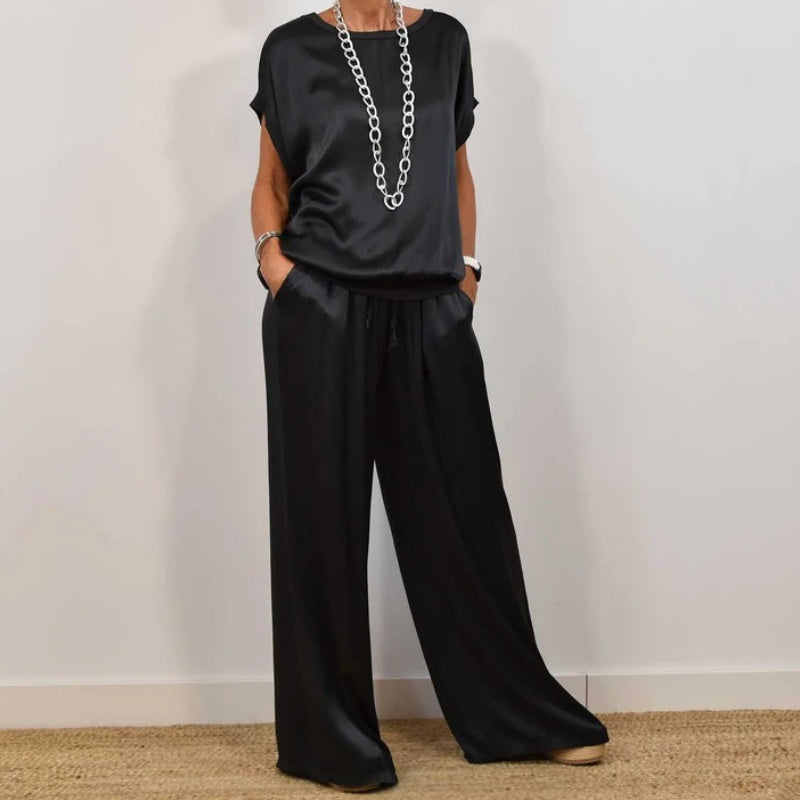 Ensemble Deux Pièces Élégant En Satin